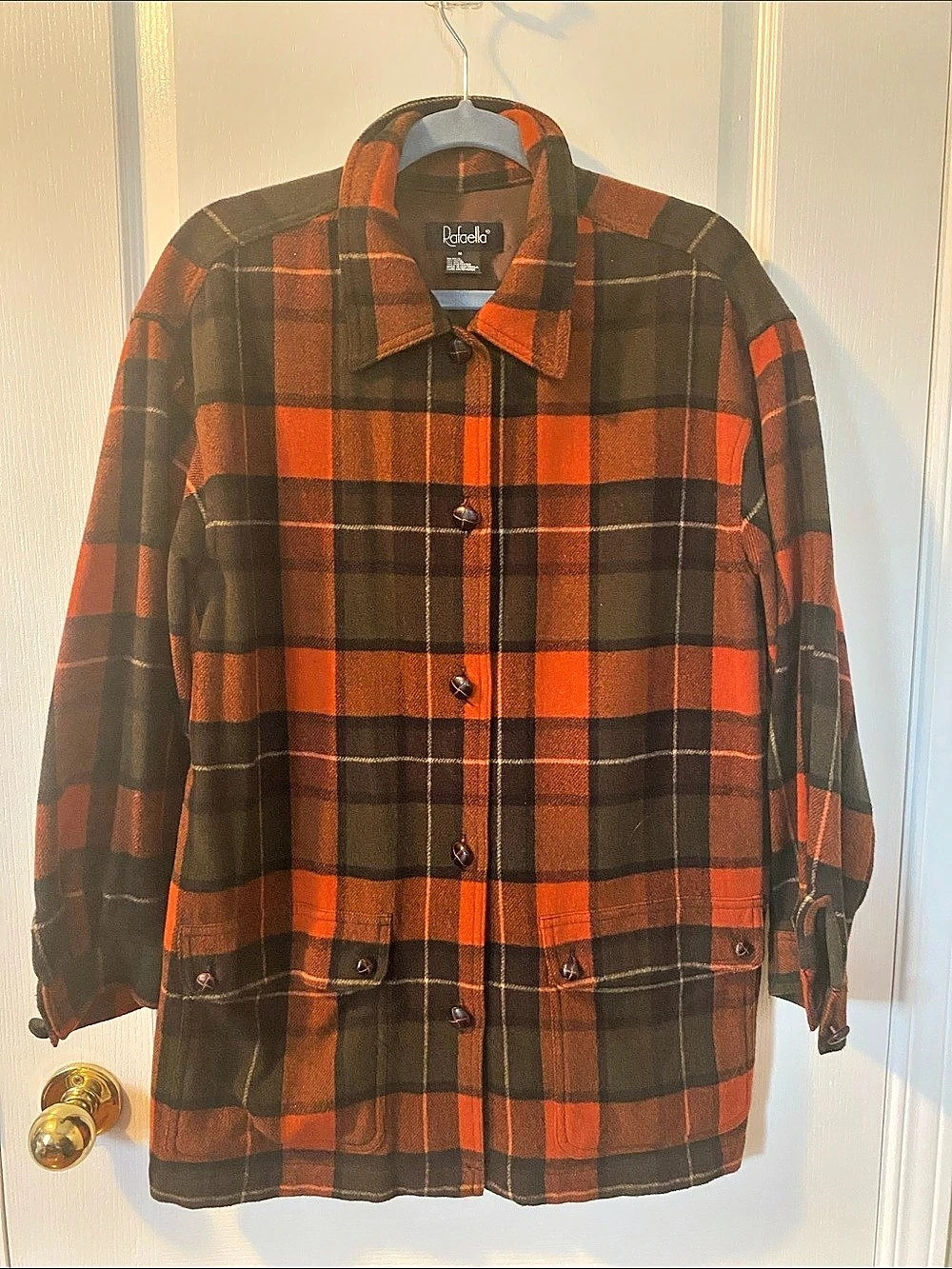 Rafaella Plaid Jacket in Orange & Brown Size Medium